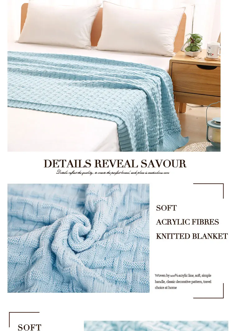 Одеяло Диван Slipcover бросает чистый цвет на диван/кровать/Самолет/офис путешествия пледы прямоугольные ШИТЬ s