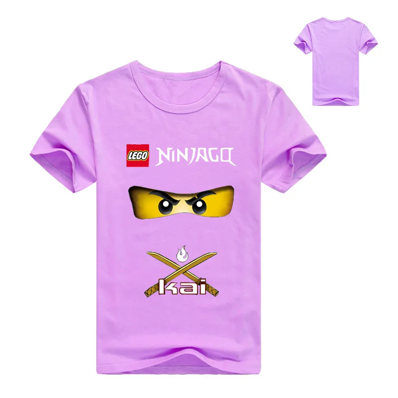 Летние футболки для мальчиков детская одежда Ниндзя Одежда Ninjago с мультяшным принтом для девочек короткий рукав Футболка для детей ясельного возраста детская одежда топ, футболка - Цвет: Purple TNO7197