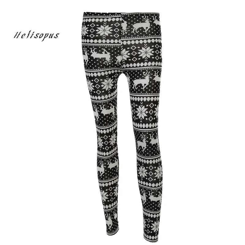 

Helisopus Women Fashion Winter Warm Leggings High Elastic Snow Deer Leggings Christmas Snowflake Straight Legging Pants