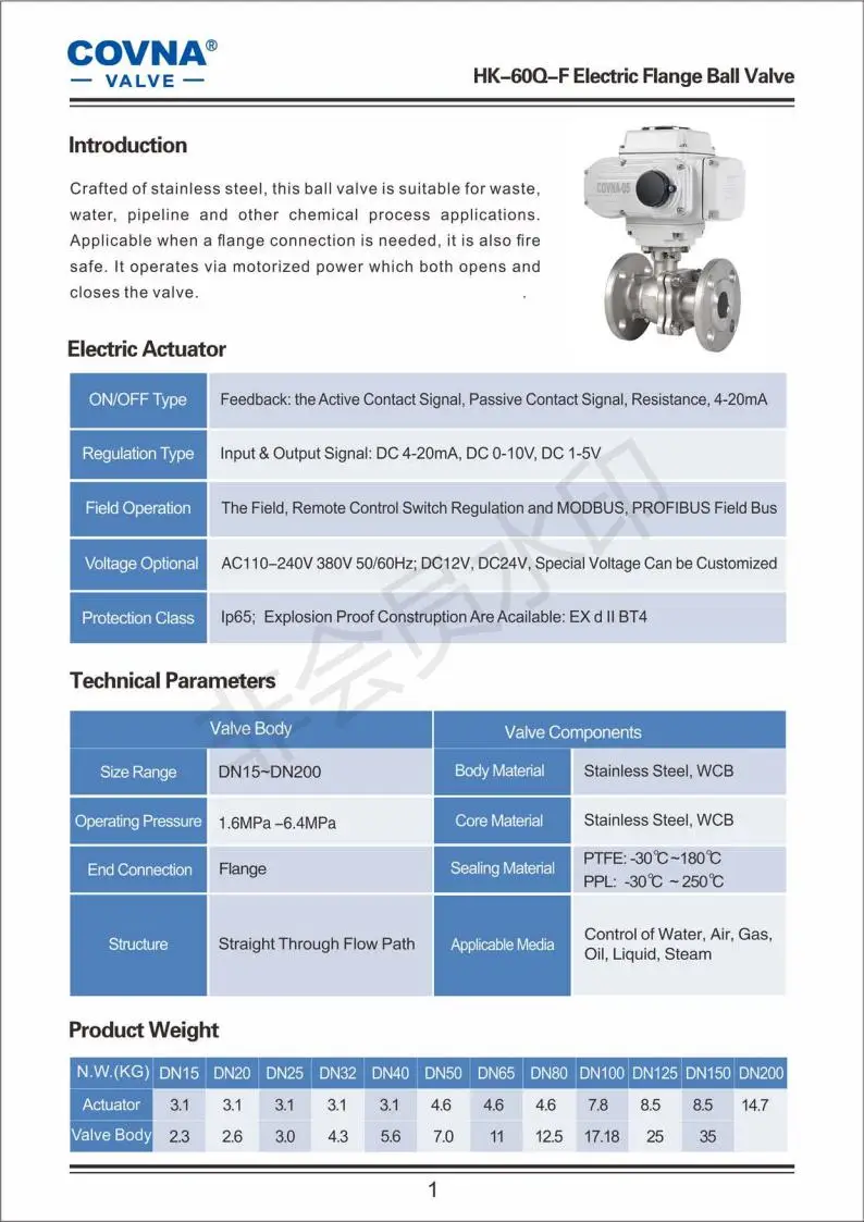 H60Q-F Motorized  2 way Flanged Ball Valve_01