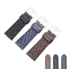 Rolamy 26mm Siyah Kahverengi Mavi Hakiki Deri Yedek Bilek Watchband Askı Kemer Band Bilezikler Invicta Panerai