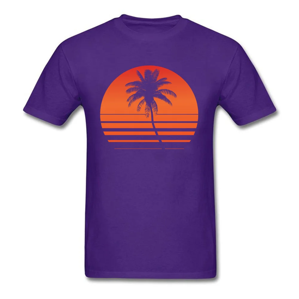 Male Tops Shirt sunset palm tree 2018 Discount Design T Shirt 100% Cotton Short Sleeve Normal Tee Shirts Crew Neck sunset palm tree purple