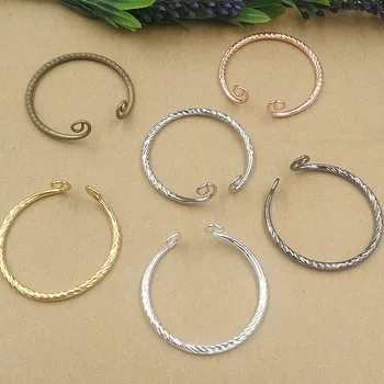 

Open Cuff Bangle Settings Blank Bases Metal Brass Carved Bracelet Findings DIY Making Multi-color Plated