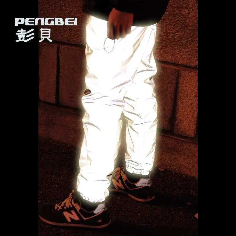 Goedkoop 2018 mannen met fluwelen broek van 3 m reflecterende mode voeten mond hoge kwaliteit reflecterende broek