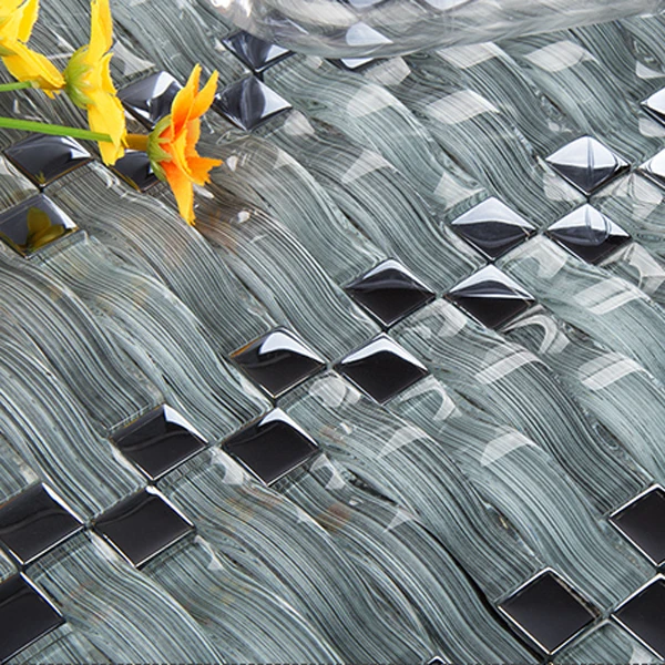 New design glass tile arched dark gray kitchen backsplash mosaic tile