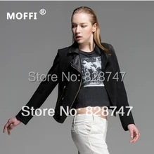 MOFFI Jacket Black Long sleeve Personality Fashion Women Cool Girl High Quality New 2014 Free Shipping,Cheap wholesale