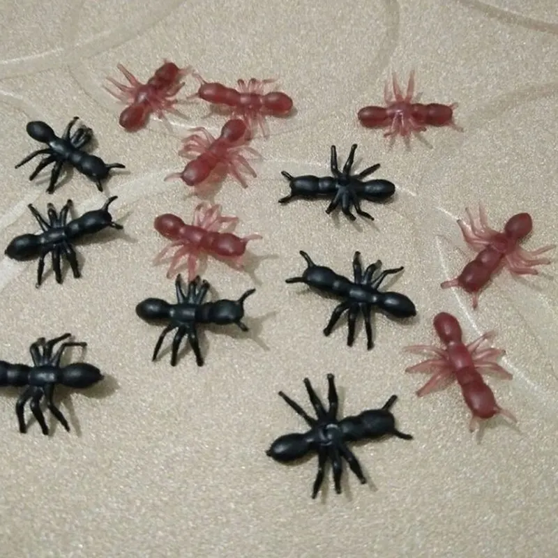 50/100/200 шт. моделирования муравьи Пластик мини муравьиные игрушки 1,5*1,6 см веселая обувь для хеллоуина насекомых для фокусов Умная игрушка игрушечный муравей для подарки для детей