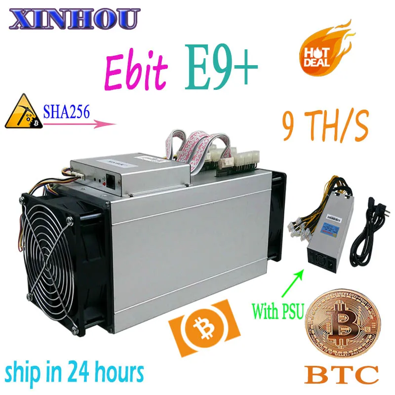 Старый ASIC Майнер Ebit E9 Plus 9TH/s SHA256 Биткоин BTC BCH Майнинг лучше чем Innosilicon T2T T3 M3X M10 antminer s9 Z9 Z11 S17 T9