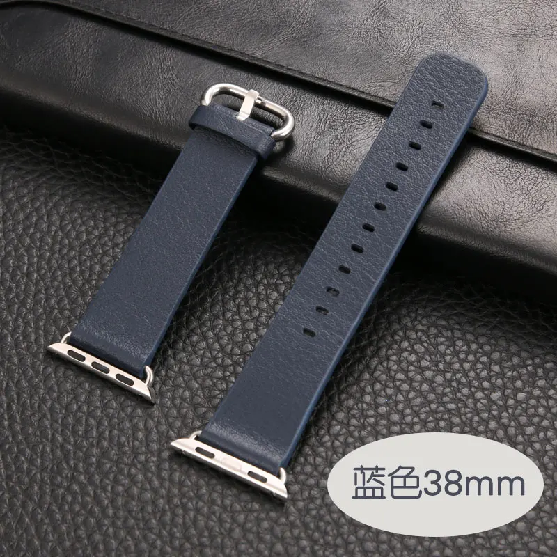 wrist Band for Apple Watch 44mm 40mm genuine leather loop 38mm 42mm for iwatch series 5 4 3 2 1 Strap link Bracelet women straps - Цвет ремешка: Синий