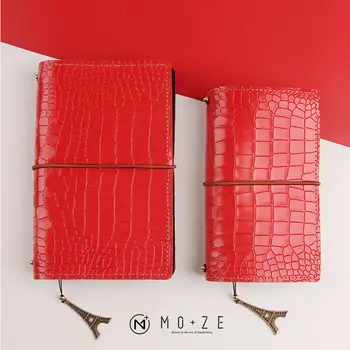 

Yiwi Travel Notebook Diary Notepad Vintage Crocodile Red Cow Genuine Leather Note Book Replaceable Stationery Traveler Journal