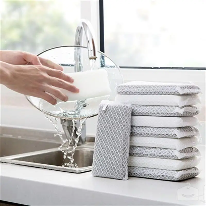 

5Pcs/set Home With Net Sponge Kitchen Scouring Pad Decontamination Cleaning Brush Bendable Dish Multi-purpose Cleaning Products