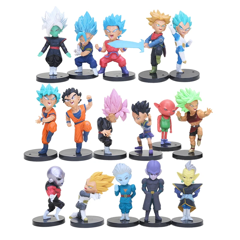 

16pcs Dragon Ball Super Dolls Son Goku Jiren Vegeta Gohan Zamasu Hitto Chikara no Taikai Tournament of Power Action Figure Toy