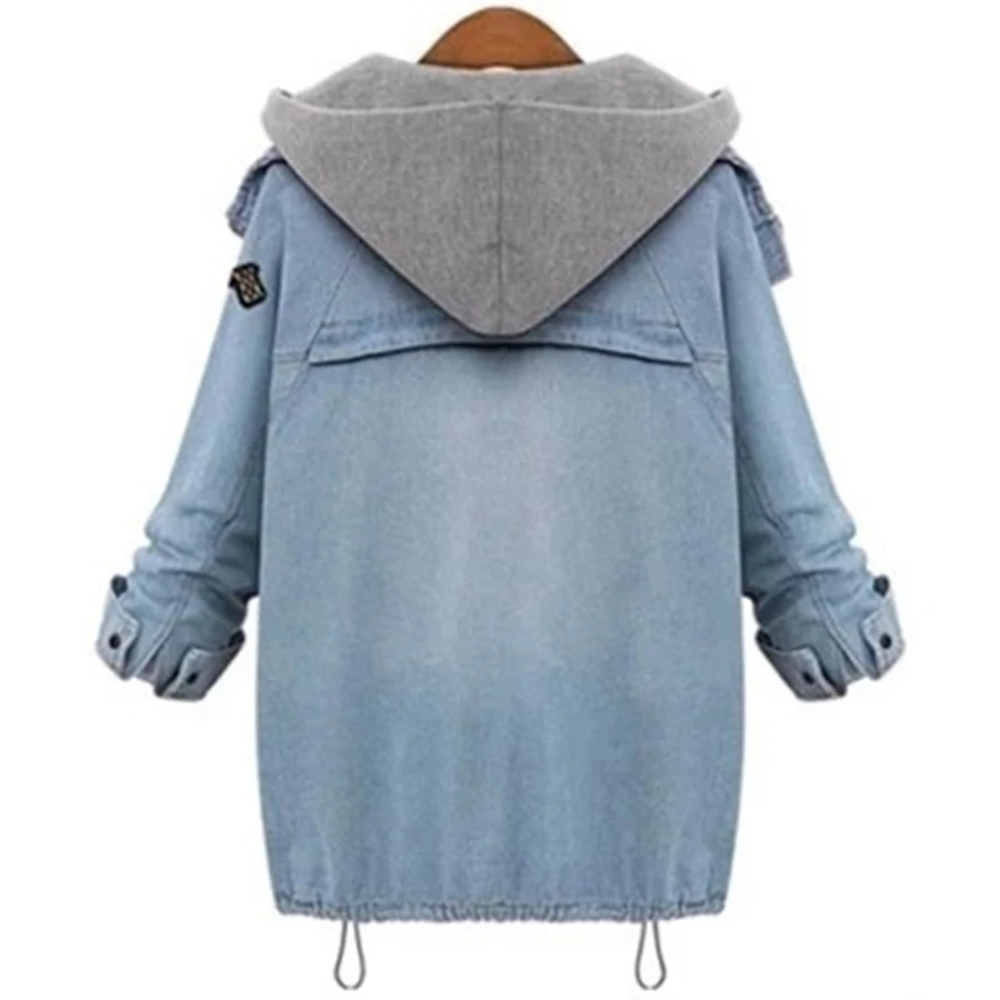 Autumn Winter Women Two Piece Suit Fashion Casual Women Basic Jacket And Coats Denim Jeans Large Sized Women Basic Coats M-Xxxxl