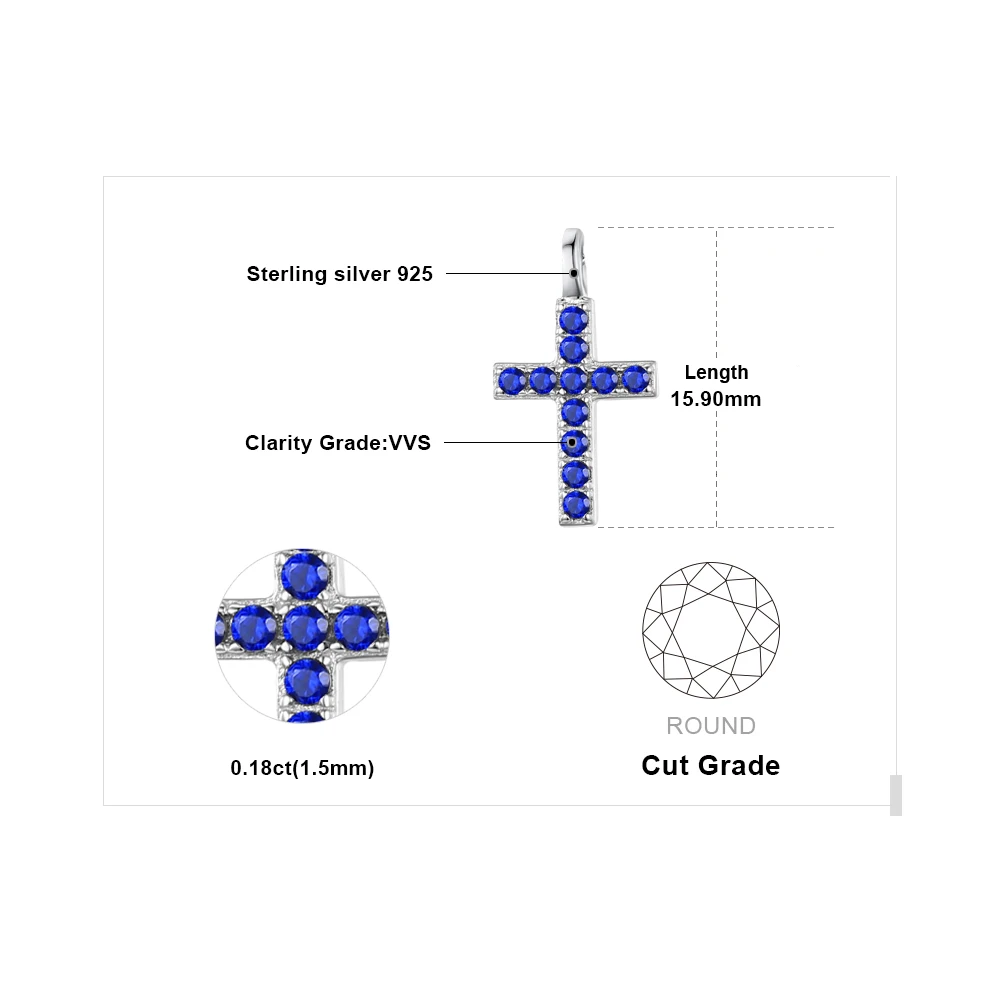Jewelrypalace крест 0.18ct создан синий шпинель Подвеска Цепочки и ожерелья для Для женщин