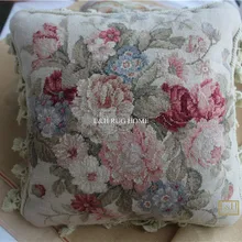 15 К 1" x 16" Кружево Подушка, handknotted шерстяные подушки с розами без вставки