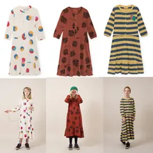 Bobo Choses/ платье для девочек с длинными рукавами, в полоску, на пуговицах, вечерние, рождественские платья принцессы, одежда для девочек, vestidos