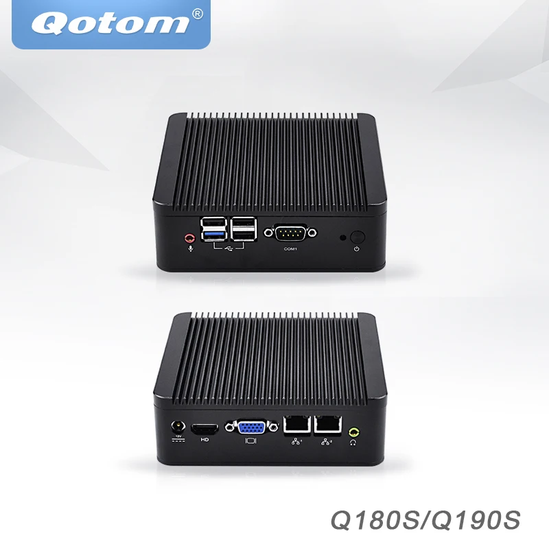 Qotom мини-ПК Barebone с Nano itx Bay trail J1900 J1800, двойной lan Pfsense Ubuntu мини-компьютер без вентилятора Промышленный мини-ПК