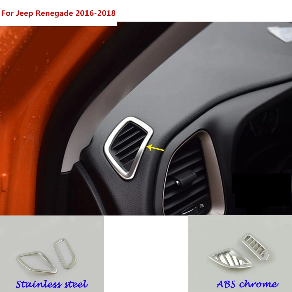 For Jeep Renegade 2016 2017 2018 car inner inside front Air conditioning Outlet Vent styling garnish cover frame trim parts 2pcs |