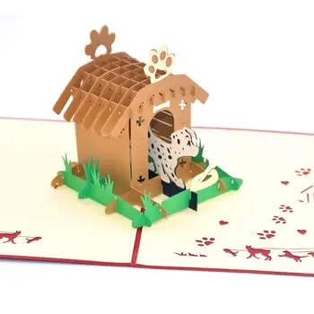 

FUNNYBUNNY 3D Pop Up Greeting Cards Doghouse& Dog Blank Cards For Children