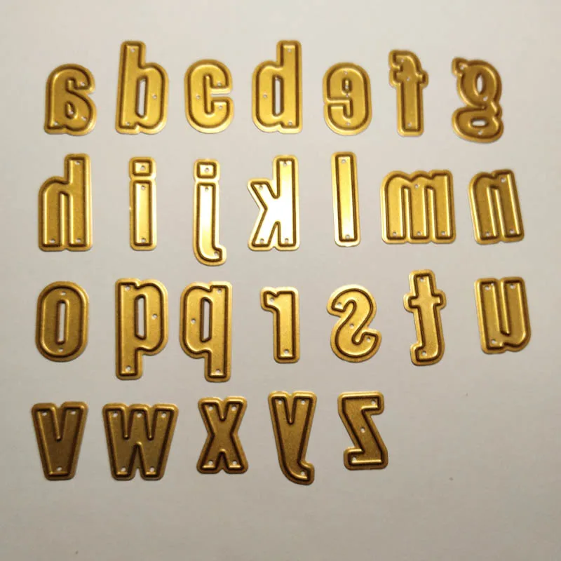 2 см золотые маленькие буквы ремесленный Металл режущие штампы для скрапбукинга Новые Штампы Алфавит слова режущая рамка штампы шаблон резака - Цвет: 2cm Gold