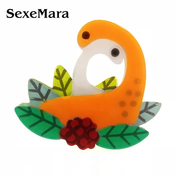 

SexeMara New Design Mother and Baby Dinosaurs Acrylic Brooch Pin For Women And Men Cartoon Animal Badge Scarf Buck Jewelry