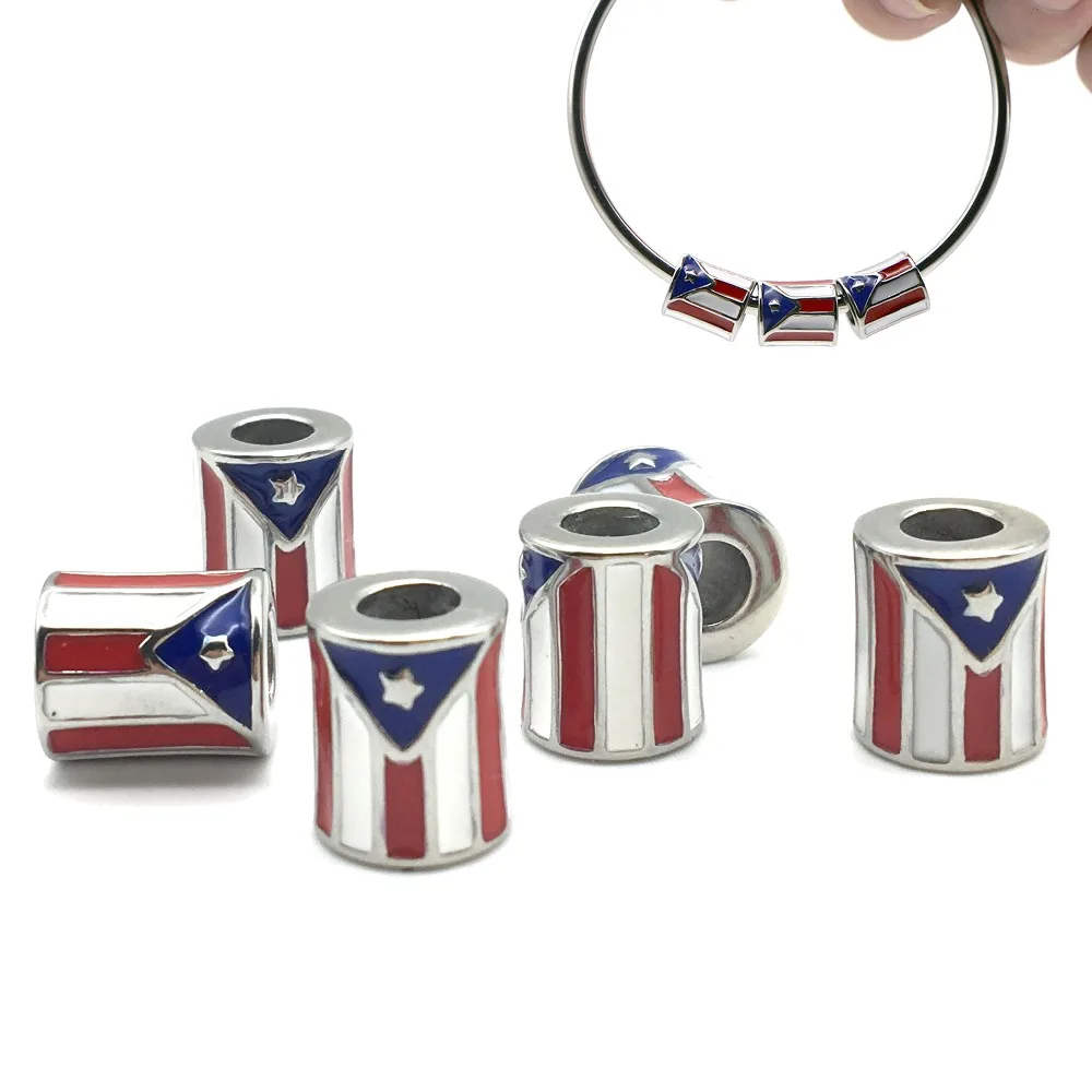 

1Pcs Stainless Steel Puerto Rico Flag Pendant Charms For Bracelets Necklace Bangle Charm PR Flag Beads Diy Jewelry Wholesale
