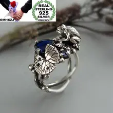OMHXZJ Европейская мода женский мужской праздничный свадебный подарок Серебряная лягушка Лотос голубой AAA циркон Taiyin кольцо RR329