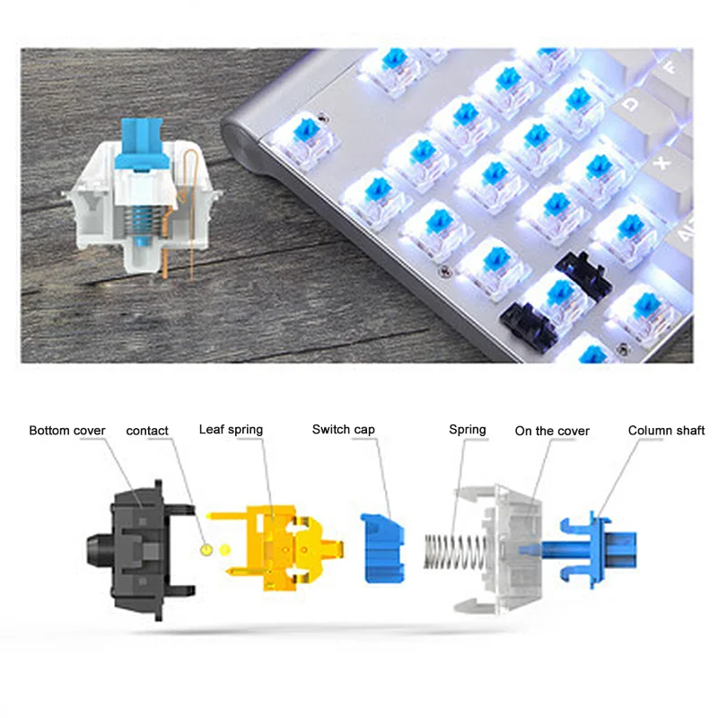 

New Mechanical Keyboard Bluetooth Wired Dual-mode with LED Light 87 Keys for Windows iOS Android