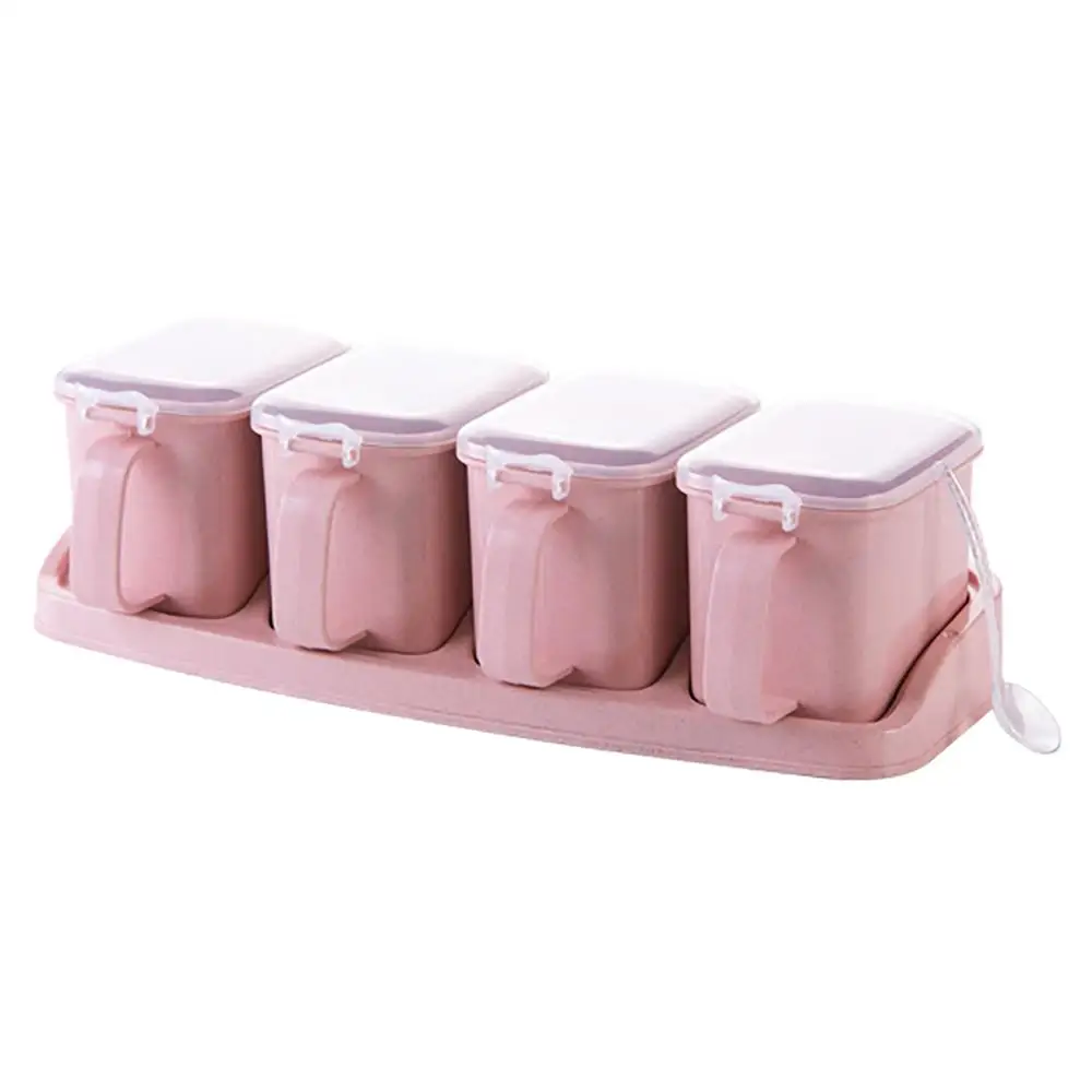 OTHERHOUSE коробка для приправ банка для специй может установить соль емкость для перца органайзер для специй Диспенсер кухонный графинчик бутылки для специй - Цвет: Pink 4Pcs