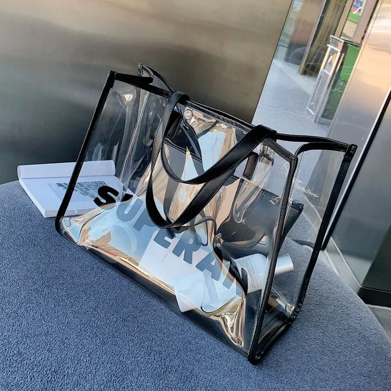 

Summer Single Shoulder Big Bag Female New Transparent Bag Son Mother Bags Large Capacity Handbag