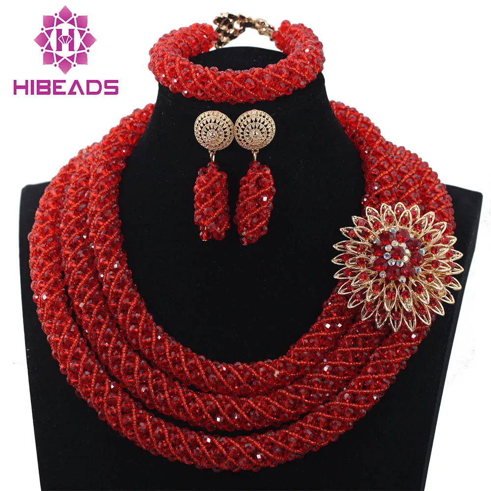 Buy Amazing Red African Nigerian Jewelry Sets 3 Layers