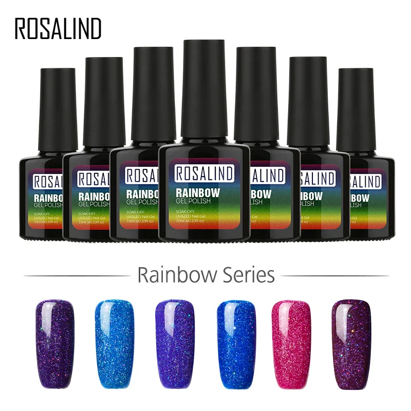 

ROSALIND Gel 1S P+Black Bottle 10ML Rainbow Shimmer R01-29 DIY Painting UV LED Gel Nail Polish Nail Art Semi Permanent