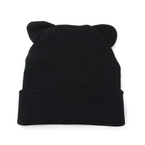 Minhui Cute Ears Cap Women Winter Beanie Hat Knit Gorro Touca Skullies Bonnet Women Winter Caps Hip Hop Hats Men Casual Beanies - Цвет: black