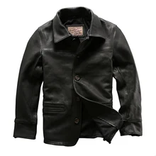 Прочитайте описание! Азиатский размер натуральная коровья кожа кожаная куртка Мужская винтажная воловья кожа brakeman куртка