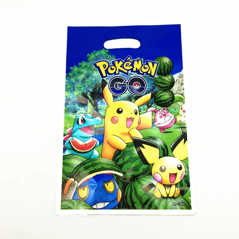 

10Pcs/lot Pokemon Go Theme Cartoon Design Kids Boy Girl Birthday Party Pikachu Wedding Disposable Candy Gift Bag Snack Supplies