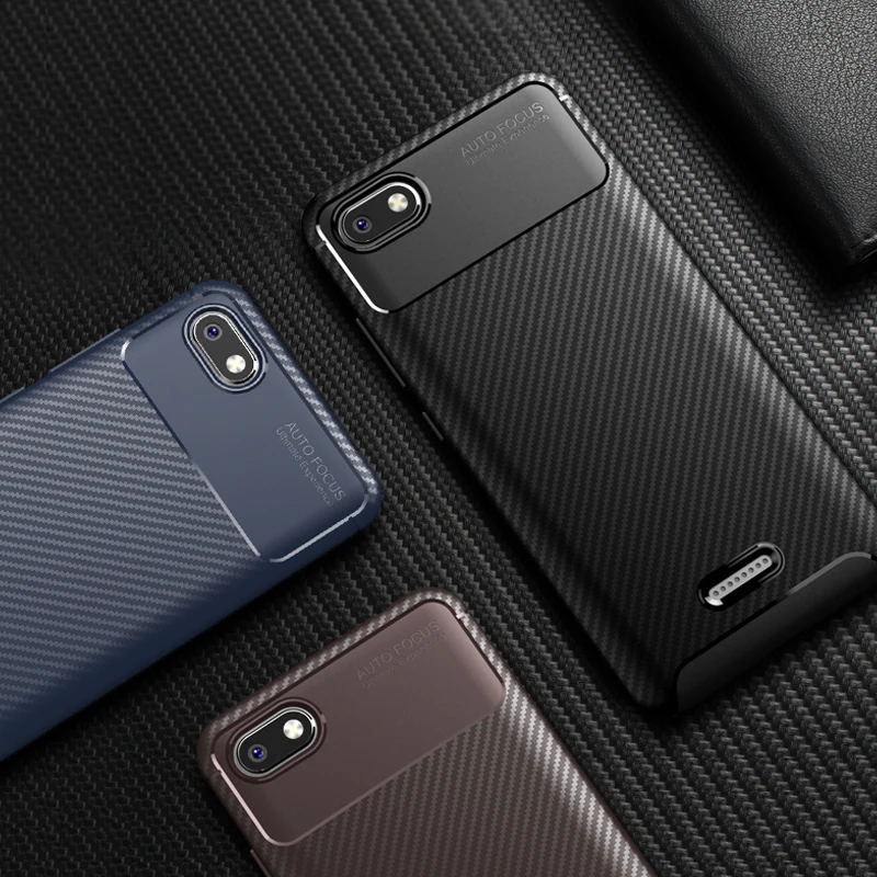buy Luxury Carbon Fiber Phone Case on for Xiaomi 8 SE 6X A2 pocophone F1 Max 3 Redmi 5 Plus 6 Pro 6A Note 5 Soft Silicone TPU Cover