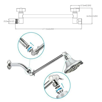 

Copper Shower Head Extension Arm Adjustable Shower Arm for Bathroom BDF99