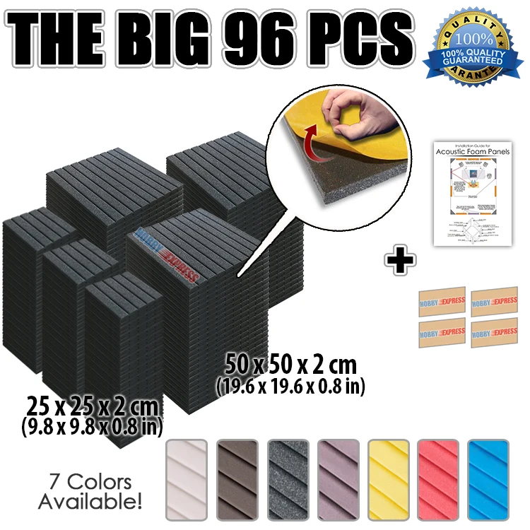 Koop Arrowzoom 96 stks Pack Adhesive Platte Wig Akoestische Studio Schuim Panel Geluidsisolatie Tegels 19.6*19.6*0.8 \