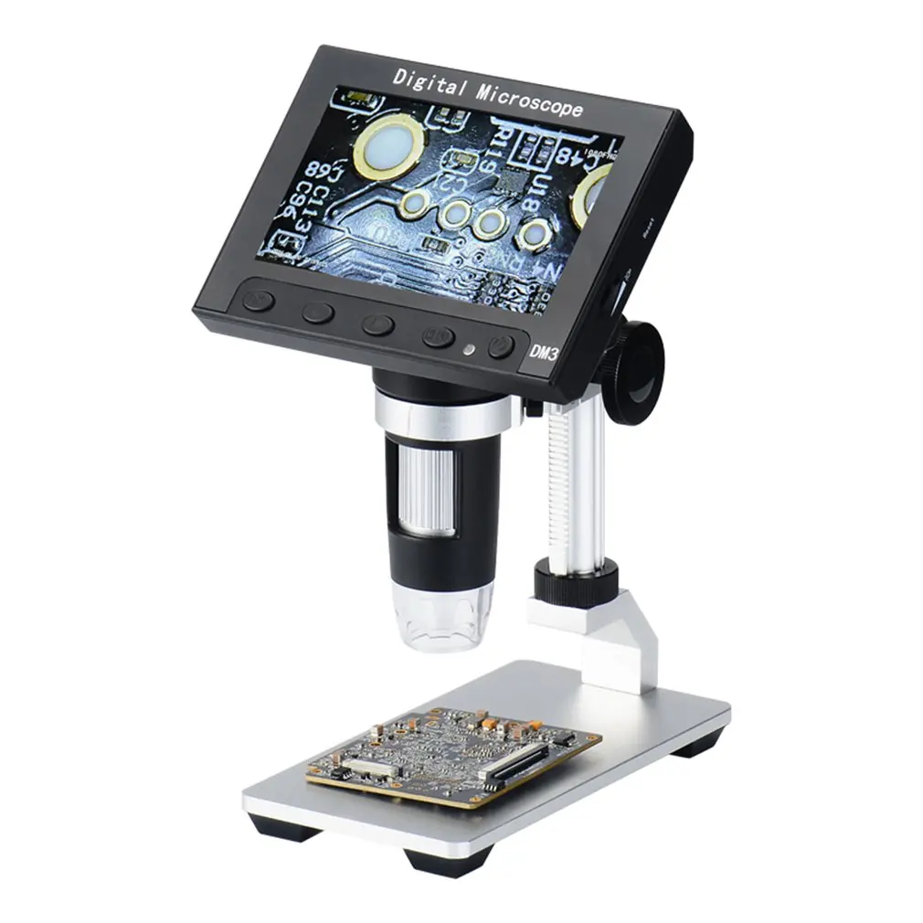 

1000X DM3 Digital USB 8 LED 5MP Electronic Microscope 4.3" HD Display Magnifier with Light 1920X1080p