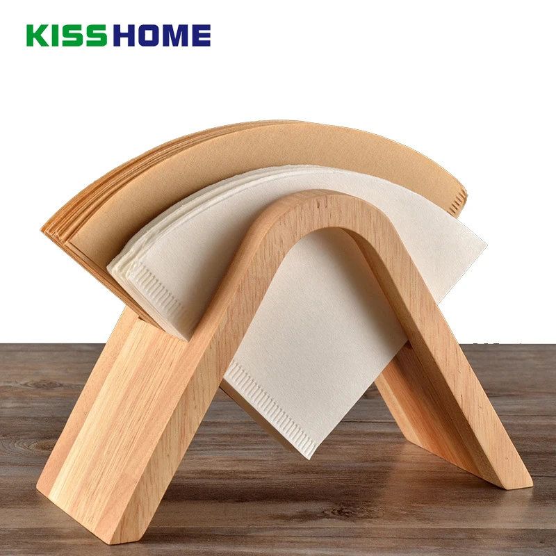 Bamboo Coffee V60 Filter Paper Holder Simple Coffee Filters Dispenser