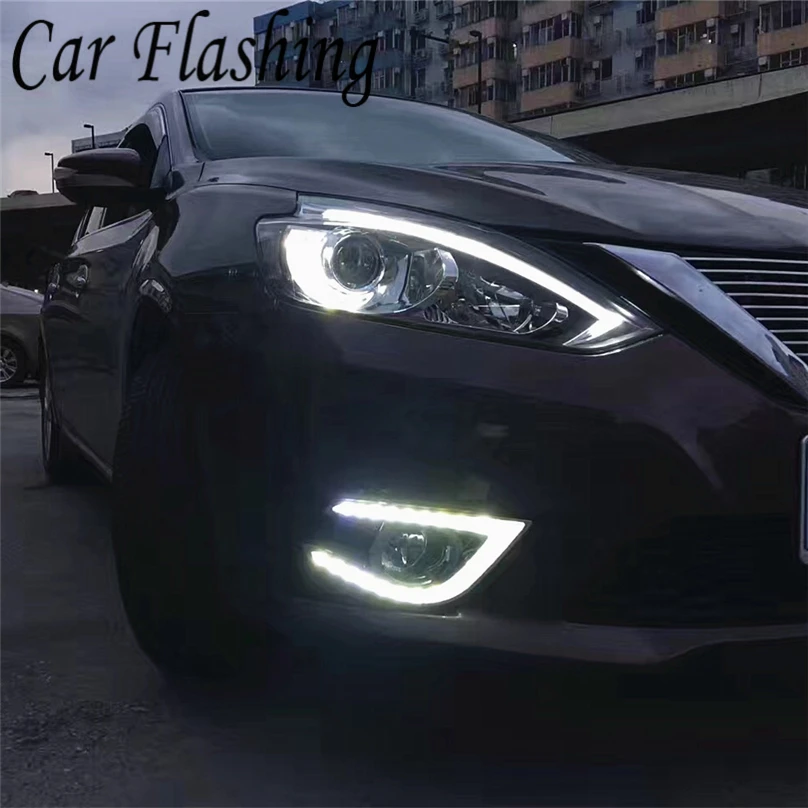 

Car Flashing For Nissan Sentra 2016 2017 LED DRL Daytime Running Light Daylight Waterproof Signal lamp car Styling free shipping
