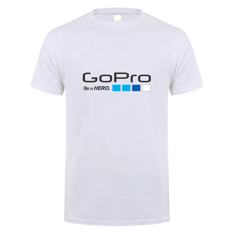 Летняя футболка Go Pro GoPro, топы для мужчин, короткий рукав, хлопок, Мужская футболка be a hero, мужские футболки, DS-015 - Цвет: White