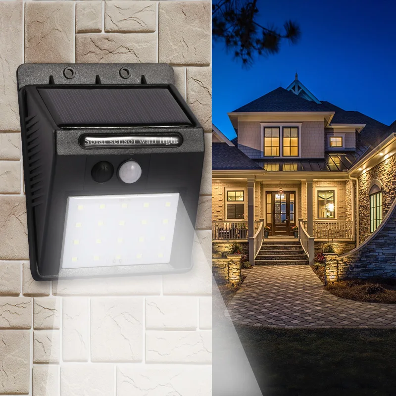 

Rechargeable Solar Led Light Lamp Bulb Outdoor Waterproof PIR Motion Sensor Night Wall Light Lamps 20 leds for Home Garden Path