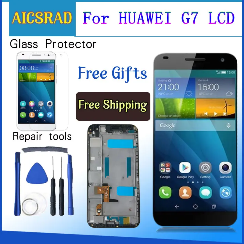 

AICSRAD Best Quality Grade AAA for Huawei G7 LCD Screen with Touch Screen Digitizer with Frame Assembly