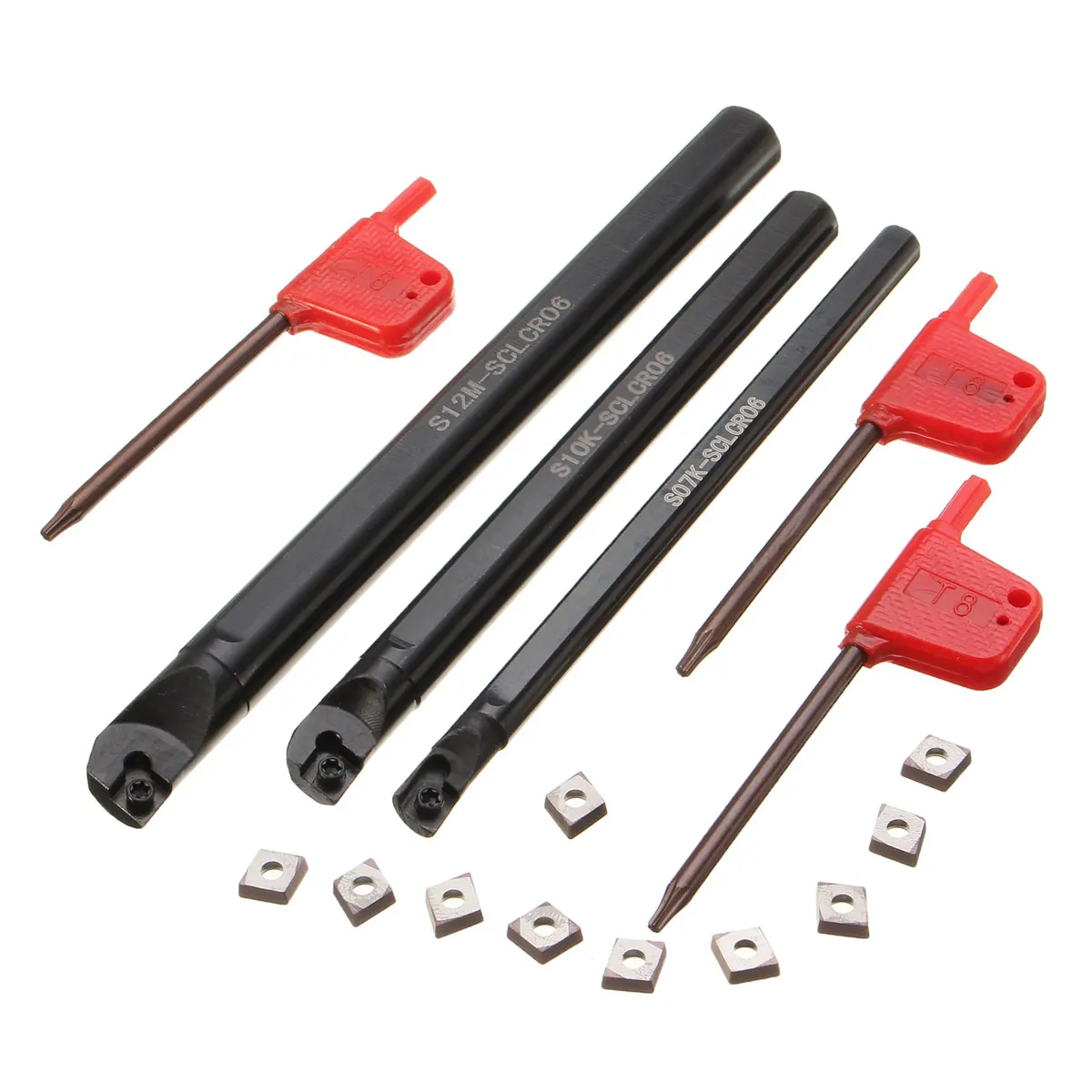 

1PC S12M-SCLCR06 Lathe Holder Turning Tool Boring Bar 7/10/12mm + 1PC S07K-SCLCR06+1PC S10K-SCLCR06+10PCS CCMT0602 Insert Set