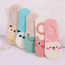 5 пар/лот для женщин носки для девочек карамельный цвет маленьких животных мультфильм шаблон лодка летние дышащие повседн
