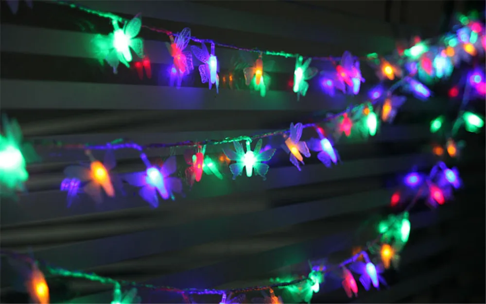 5 м 40 светодиодов Бабочка светодиодной строки AC220V Новогоднее украшение фея света Indoor/открытый окна, спальня, рождественская елка