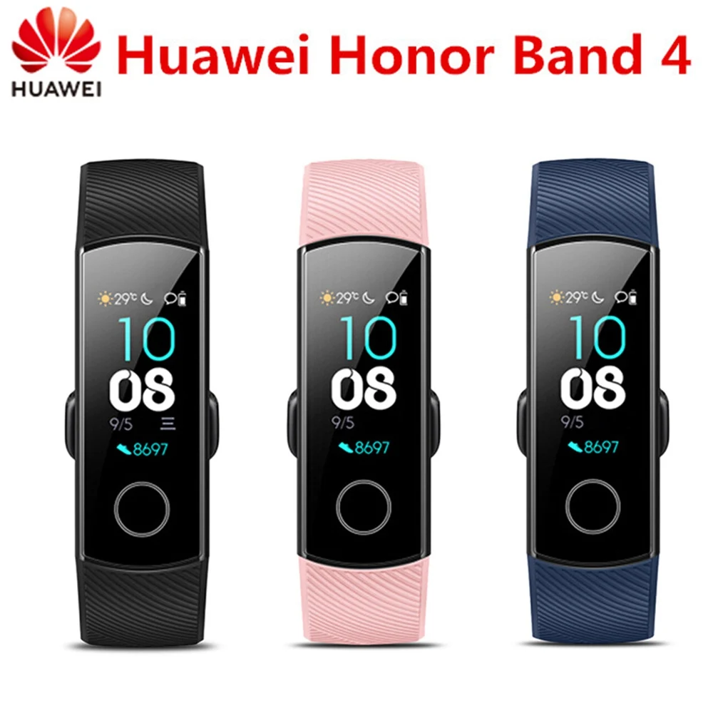 Смарт-браслет huawei Honor Band 4, цветной фитнес-браслет Amoled, Смарт-часы, браслет с сенсорной панелью, пульсометр, Кнопка сна