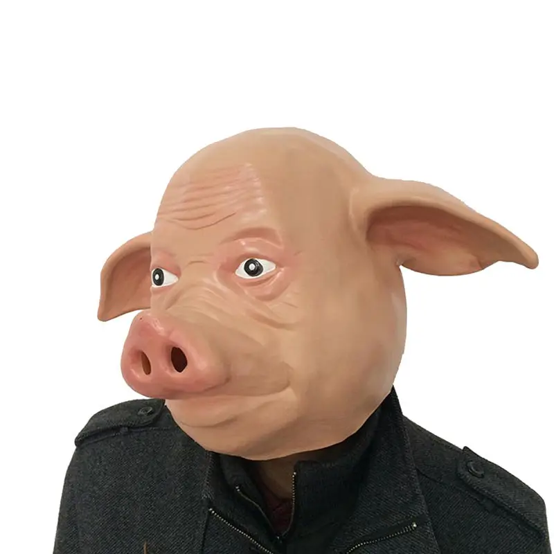 

Skin Color Latex Funny Halloween Cosplay Party Masquerade Realistic Masks Full Face Animal Pig Head Mask Lifelike Decor Mask