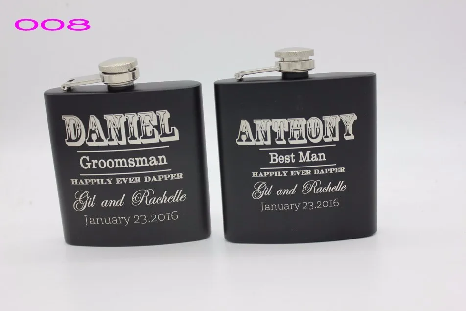 Free   Personalized Engraved 6 oz Stainless Steel Black Hip Flask ,Groomsman or Best man gift , Birthday gift ,PASSED FDA TEST
